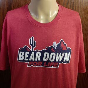 UNIVERSITY OF ARIZONA "BEARDOWN FOR LIFE" T-SHIRT - XXL - RED